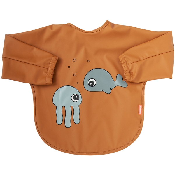 Done By Deer Sleeved Bib Sea Friends Grey (Bild 1 av 2)