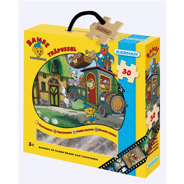Träpussel 30 Bitar Bamse & Tjuvstaden
