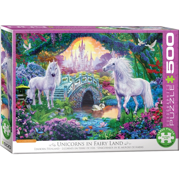 Pussel 500 Bitar Unicorns in Fairy Land