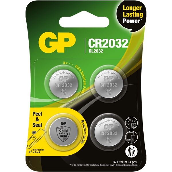 GP Batteri CR2032, 4-pack (Bild 1 av 2)