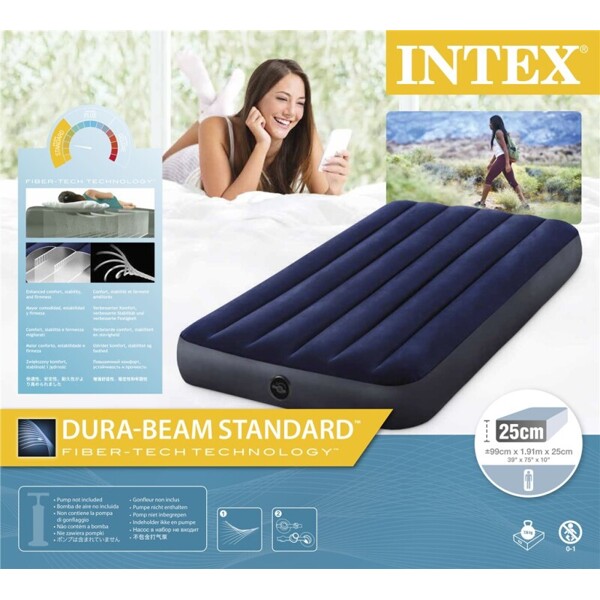 Intex Klassisk Downy Luftmadrass 99x191x25 cm (Bild 4 av 4)
