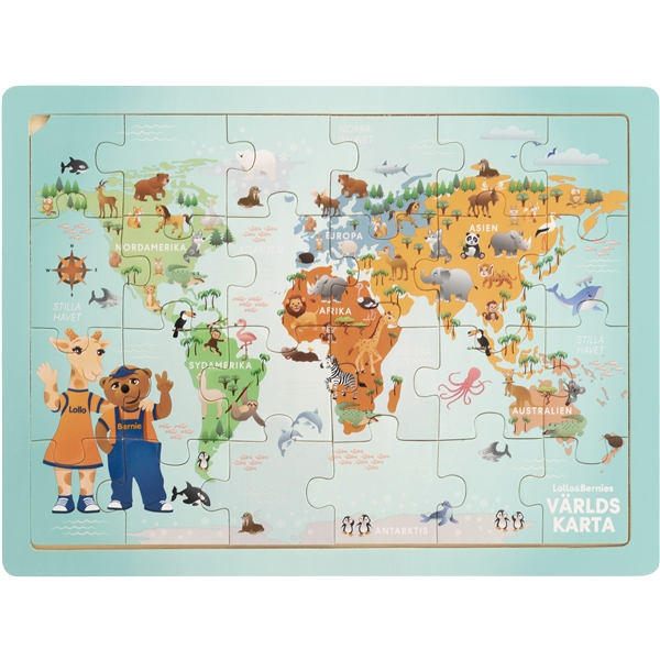 Lollo & Bernie Pussel Världskarta 24 Bitar