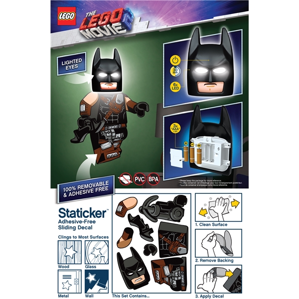 LEGO Movie 2 Batman Mask Night Light w/Sticker (Bild 4 av 4)