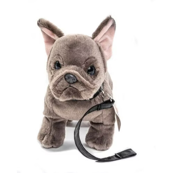 Hund Fransk Bulldog m. koppel grå 23 cm (Bild 2 av 2)