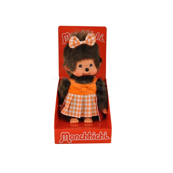 Monchhichi Flicka Röd Rutig Klänning