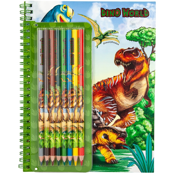 Dino World Målarbok med Färgpennor (Bild 1 av 2)