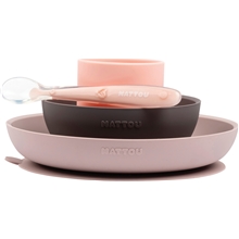 Rosa/Aubergine - Nattou Soft Silicone Matset 4 delar