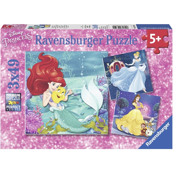 Pussel 3 x 49 Bitar Disney Princess (Bild 1 av 4)