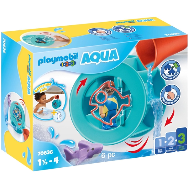 70636 Playmobil 1.2.3 Aqua Vattenhjul med Hajunge (Bild 1 av 5)