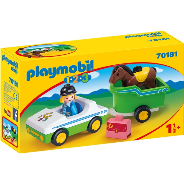 70181 Playmobil 1.2.3 Bil med Hästtransport (Bild 1 av 4)