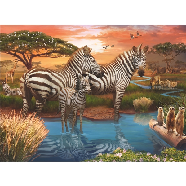 Pussel 500 Bitar Zebras in Sunset (Bild 2 av 2)
