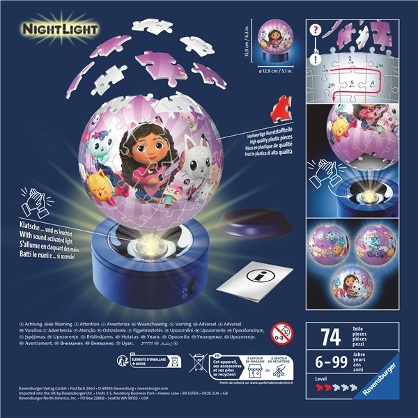 Pussel 3D Gabby's Dollhouse Night Light 72 Bitar (Bild 3 av 3)