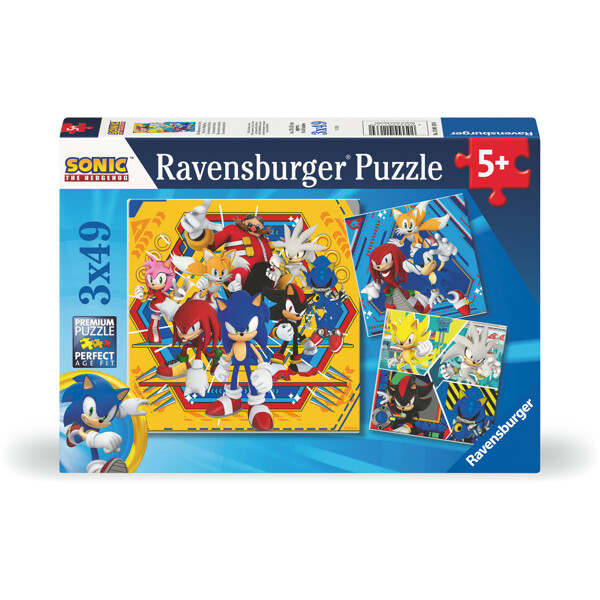 Pussel 3 x 49 Bitar Sonic the Hedgehog (Bild 1 av 5)