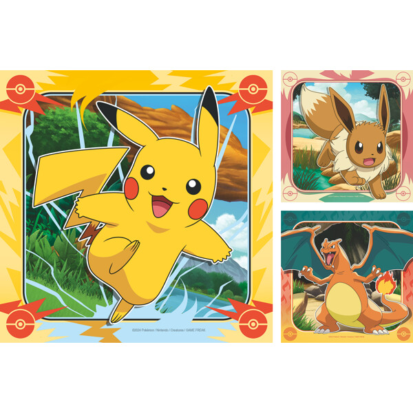 Pussel 3 x 49 Bitar Pikachu, Charizard & Eevee! (Bild 2 av 5)