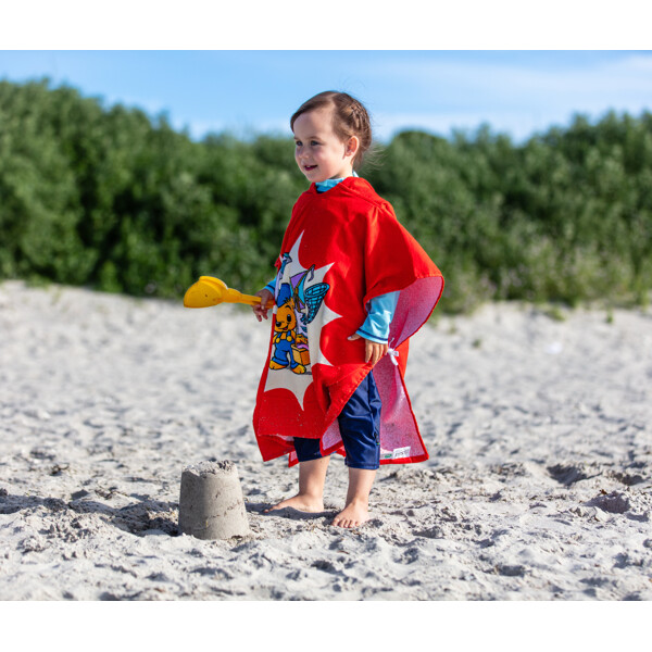 Swimpy Bamse Badponcho Stranden Röd (Bild 2 av 3)
