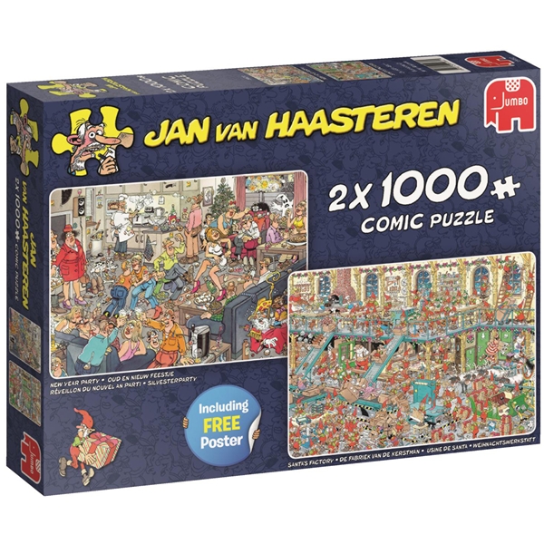Pussel 2x1000 Bitar New Year Party Santas Factory