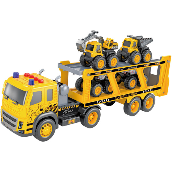 Junior Wheels Friction Trailer W. 4 Vehicles 1:12 (Bild 2 av 3)