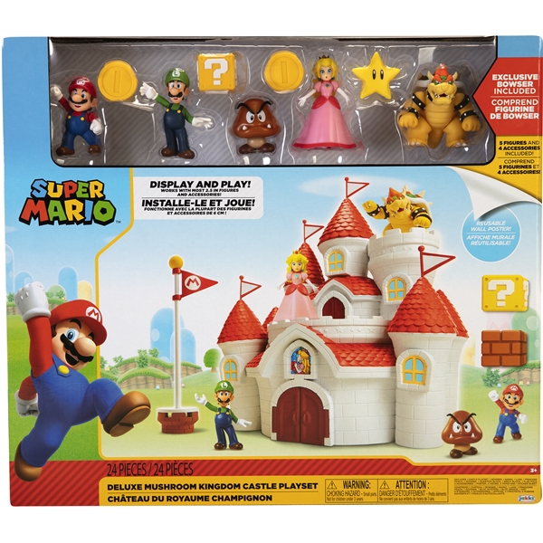 Spielzeug inkl 5 Figuren Super Mario Deluxe Mushroom Kingdom Castle Playset 